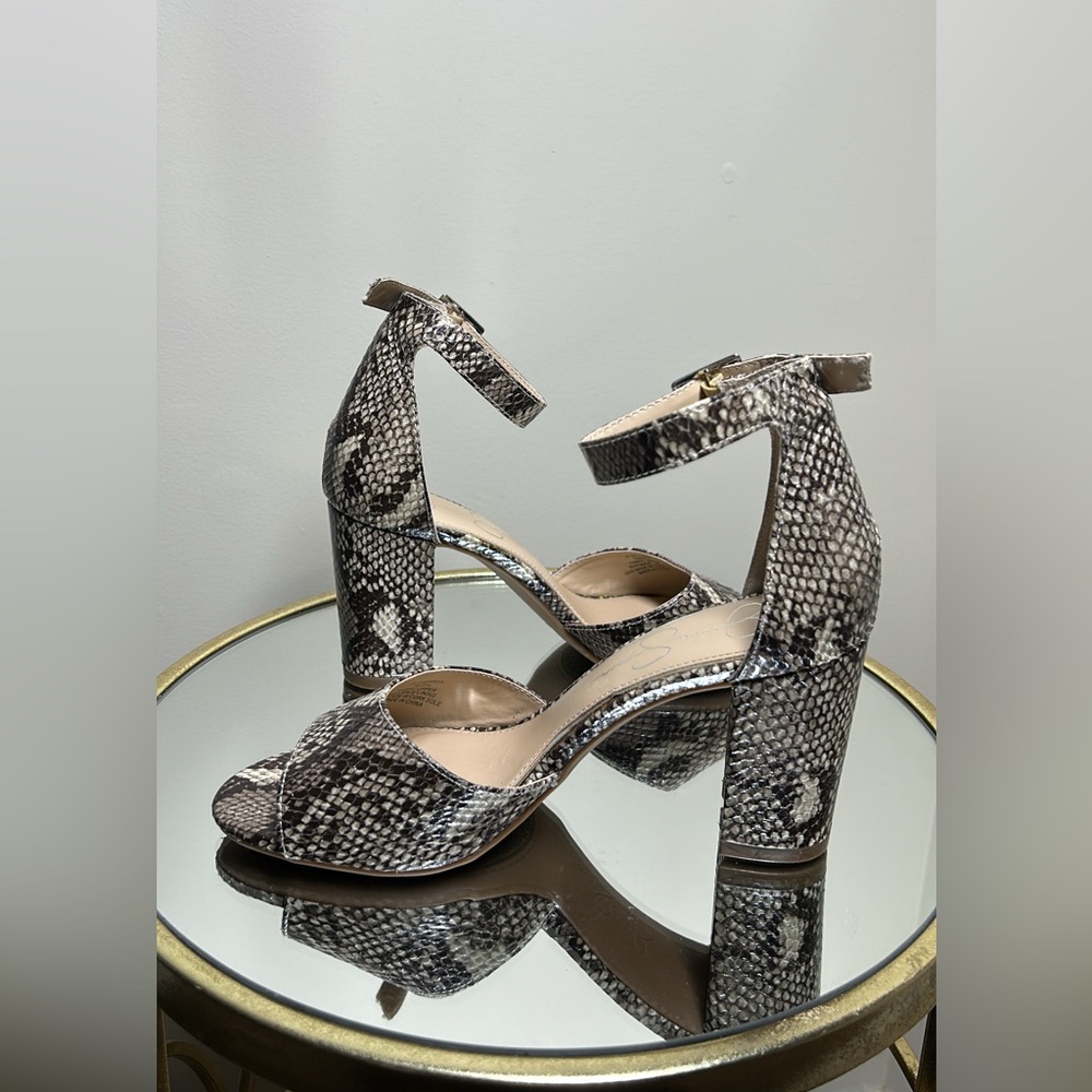 Jessica Simpson Snakeskin Block Heel Sandals